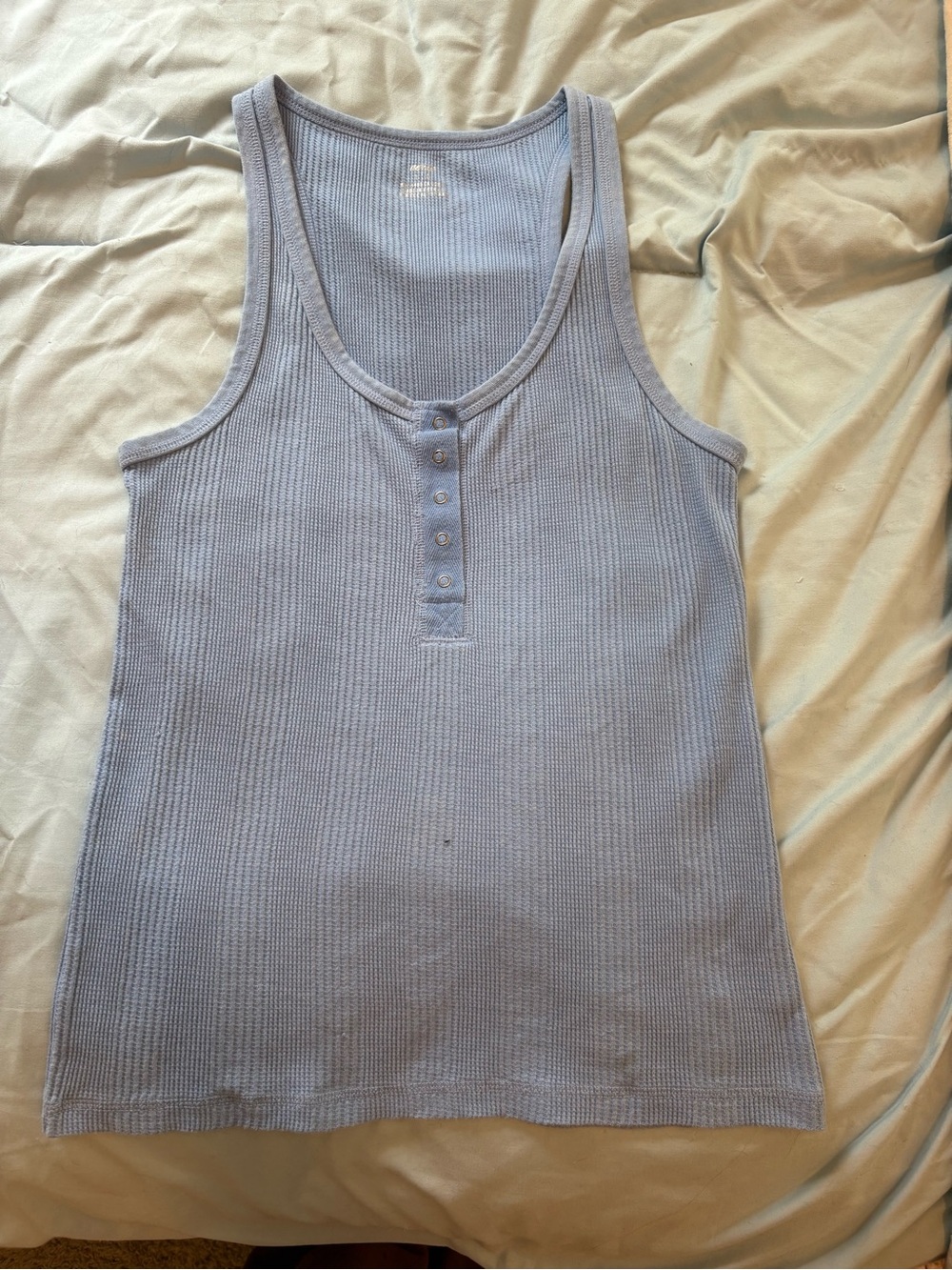 aerie Light Blue Ribbed Henley Tank